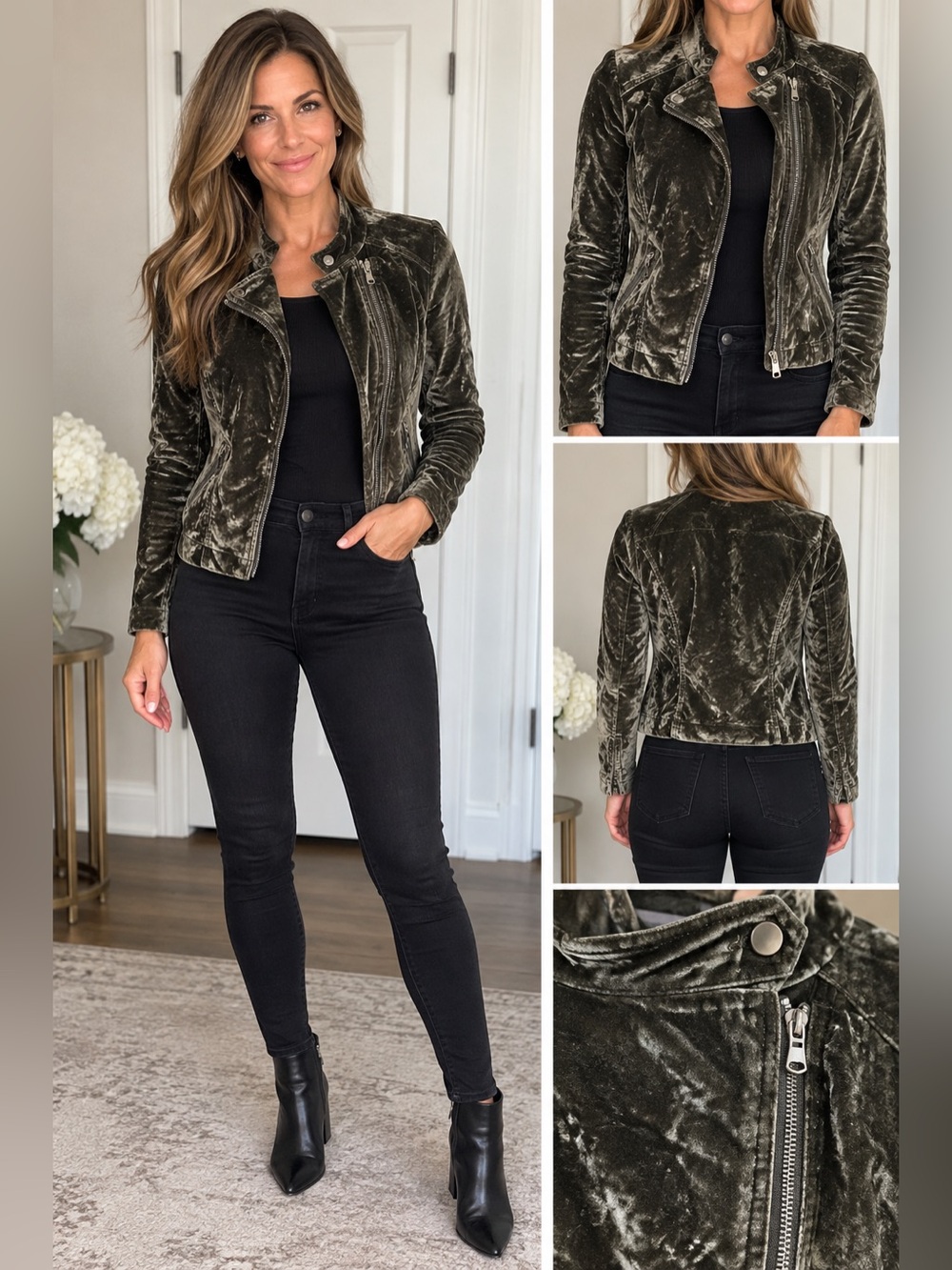 Rebecca Taylor Black Velvet Moto Jacket